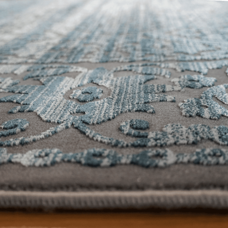 Ris Modern Floral Border Blue Rug 4'11"X7'5" FT