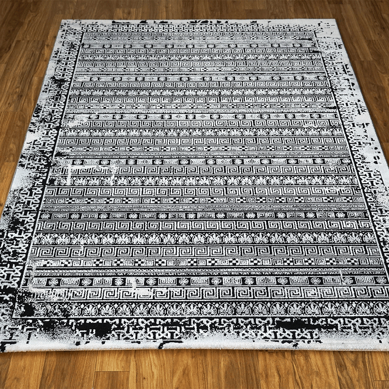 Ris Modern Geometric Black Rug 4'11"X7'5" FT