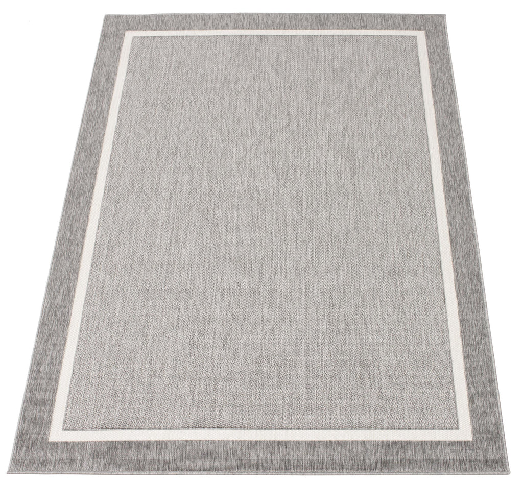 Plata Bordered Indoor/Outdoor Washable Area Rug Grey Therugsoutlet.ca