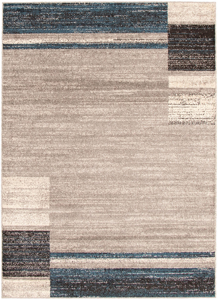 Plaza Geometric Area Rug Grey and Blue Therugsoutlet.ca