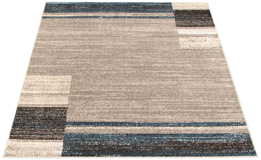 Plaza Geometric Area Rug Grey and Blue Therugsoutlet.ca