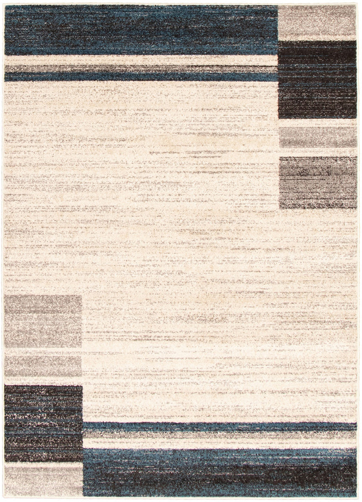 Plaza Geometric Area Rug Ivory and Blue Therugsoutlet.ca