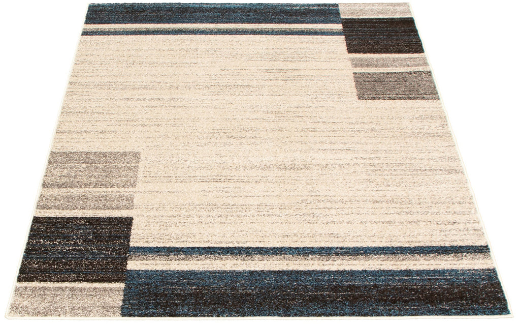 Plaza Geometric Area Rug Ivory and Blue Therugsoutlet.ca