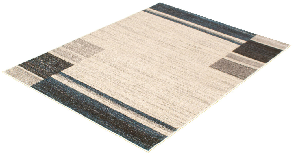 Plaza Geometric Area Rug Ivory and Blue Therugsoutlet.ca