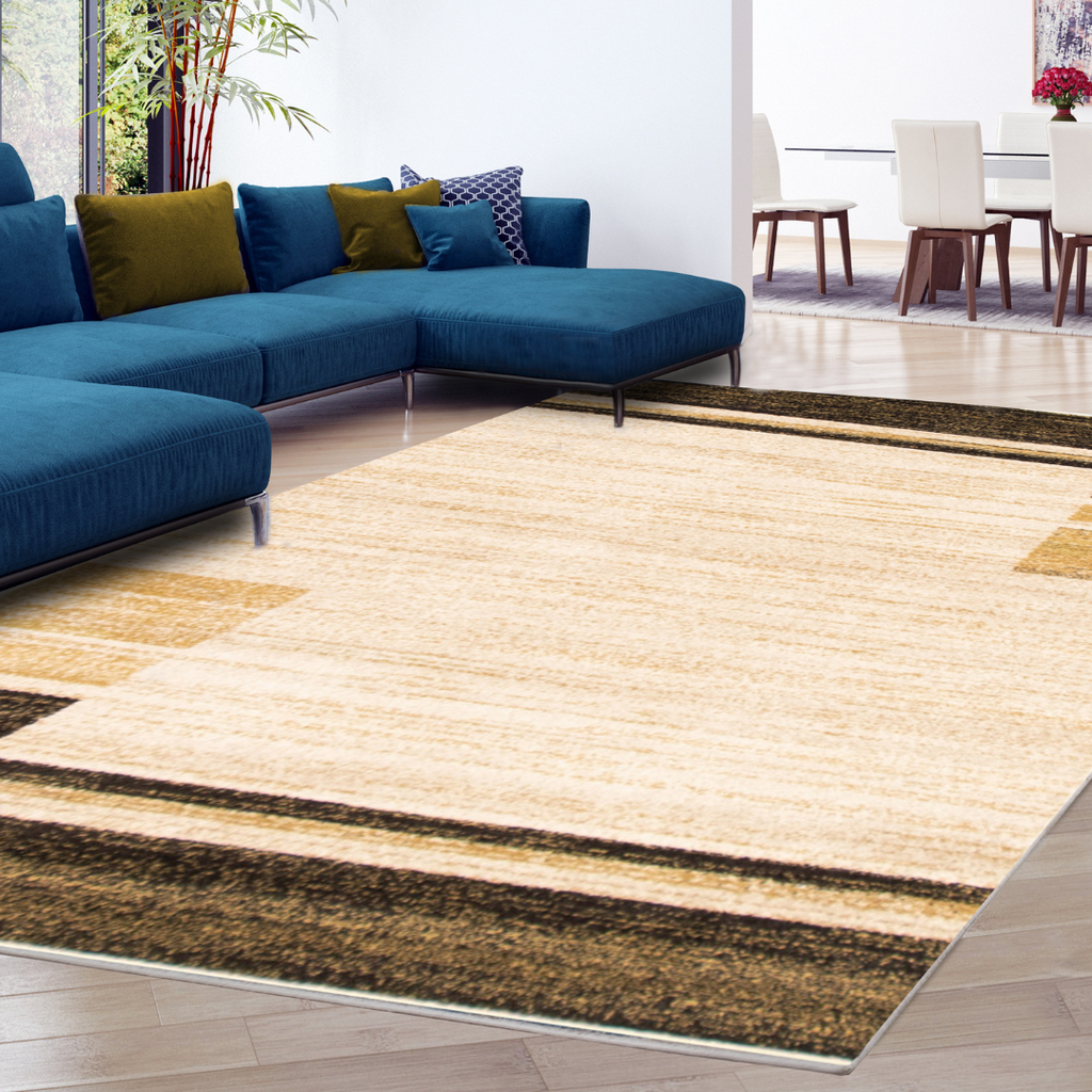 Plaza Geometric Area Rug Ivory and Brown Therugsoutlet.ca