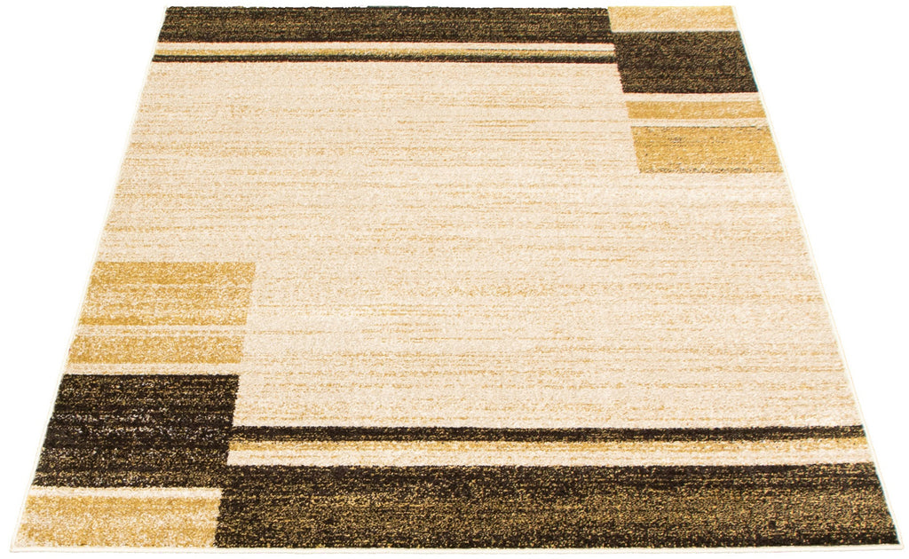 Plaza Geometric Area Rug Ivory and Brown Therugsoutlet.ca