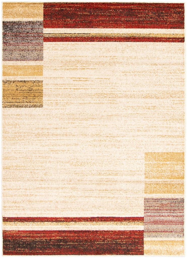 Plaza Geometric Area Rug Ivory and Red Therugsoutlet.ca