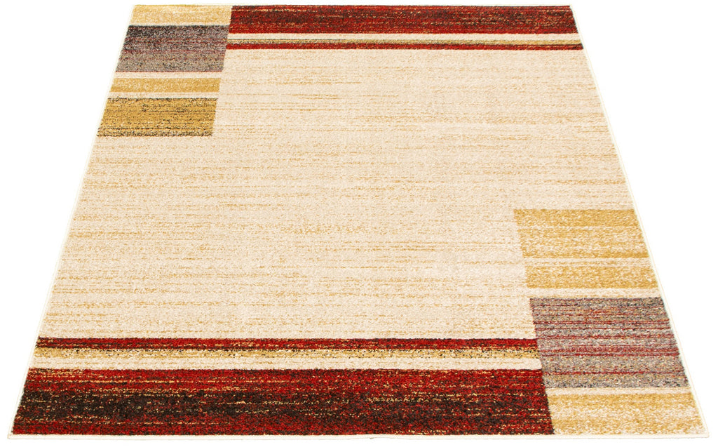 Plaza Geometric Area Rug Ivory and Red Therugsoutlet.ca