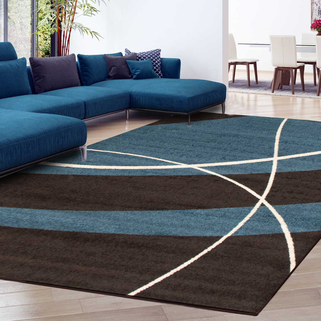 Prism Area Rug Dark Brown and Blue Therugsoutlet.ca