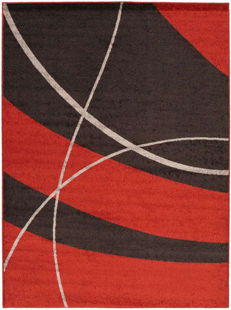 Prism Area Rug Red and Dark Brown Therugsoutlet.ca