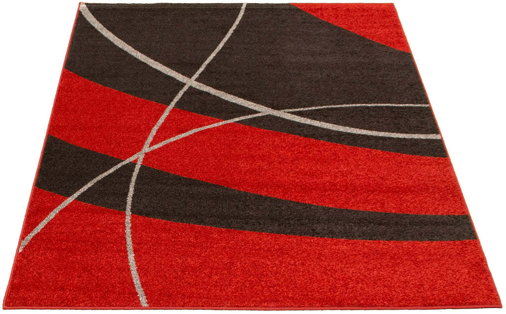 Prism Area Rug Red and Dark Brown Therugsoutlet.ca