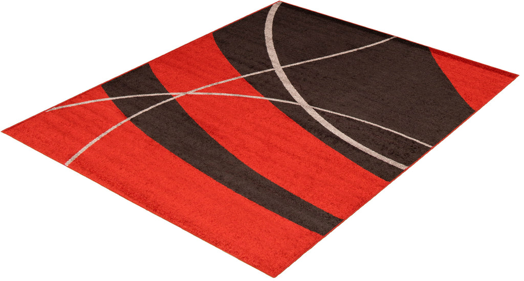 Prism Area Rug Red and Dark Brown Therugsoutlet.ca