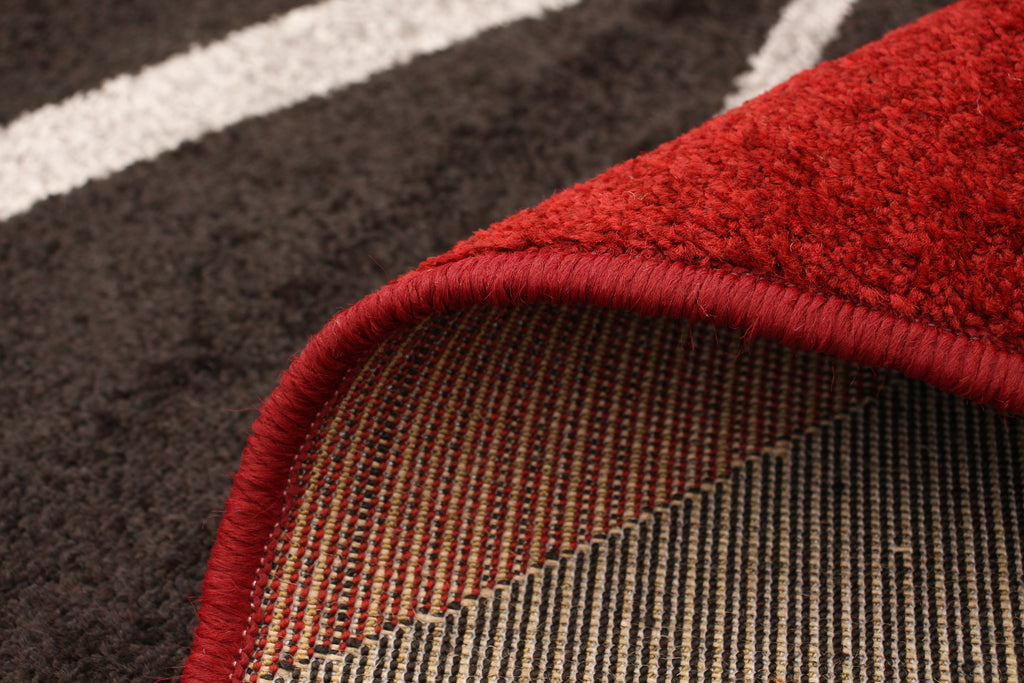 Prism Area Rug Red and Dark Brown Therugsoutlet.ca