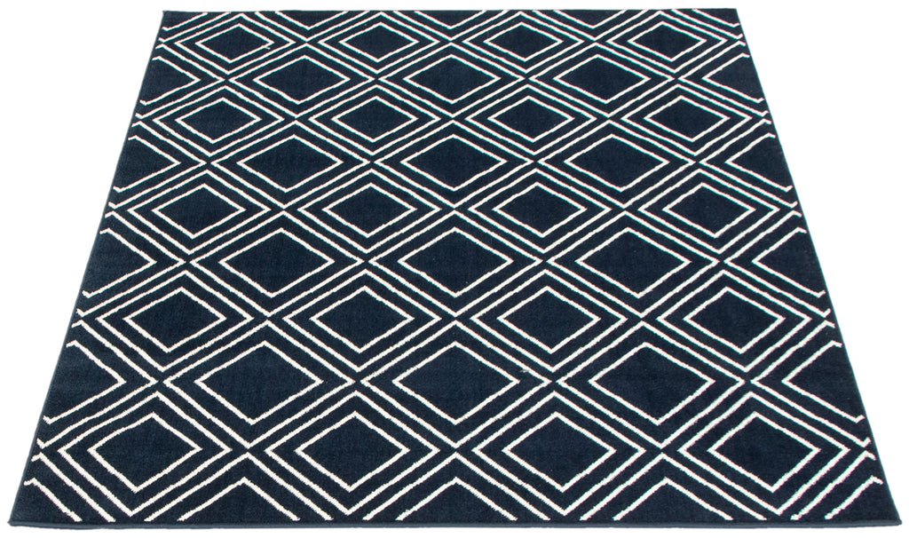 Rhombus Geod Area Rug Navy and White Therugsoutlet.ca