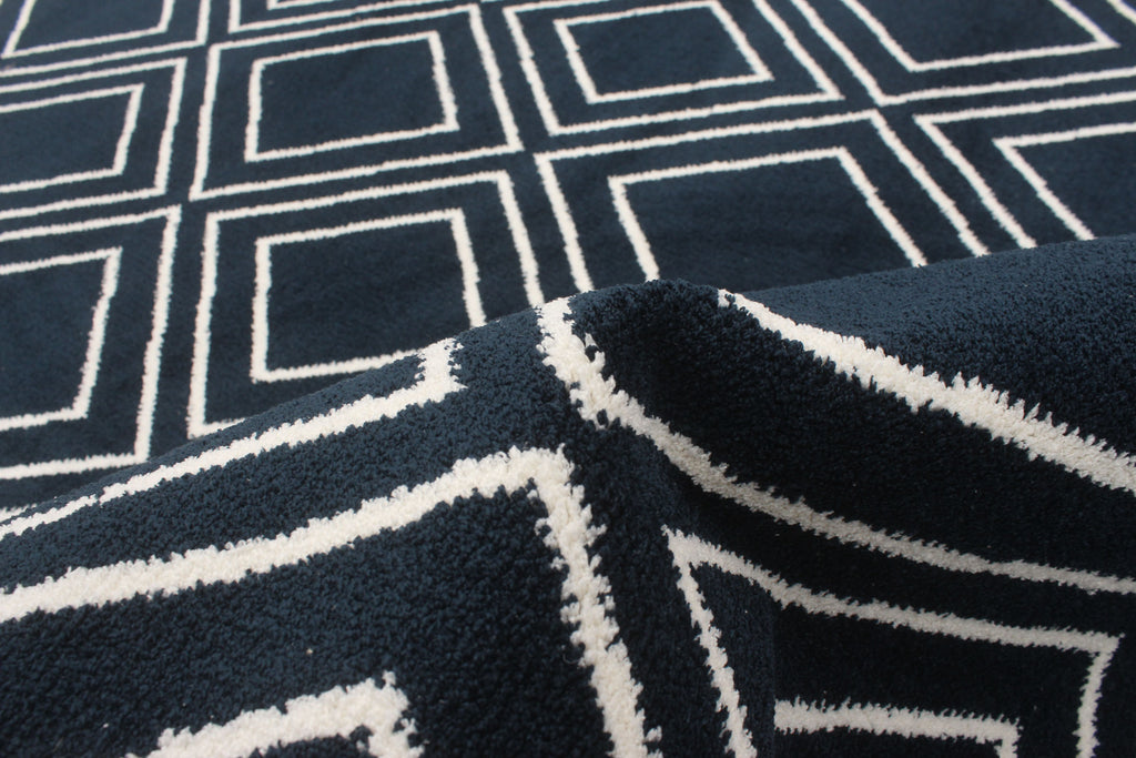 Rhombus Geod Area Rug Navy and White Therugsoutlet.ca