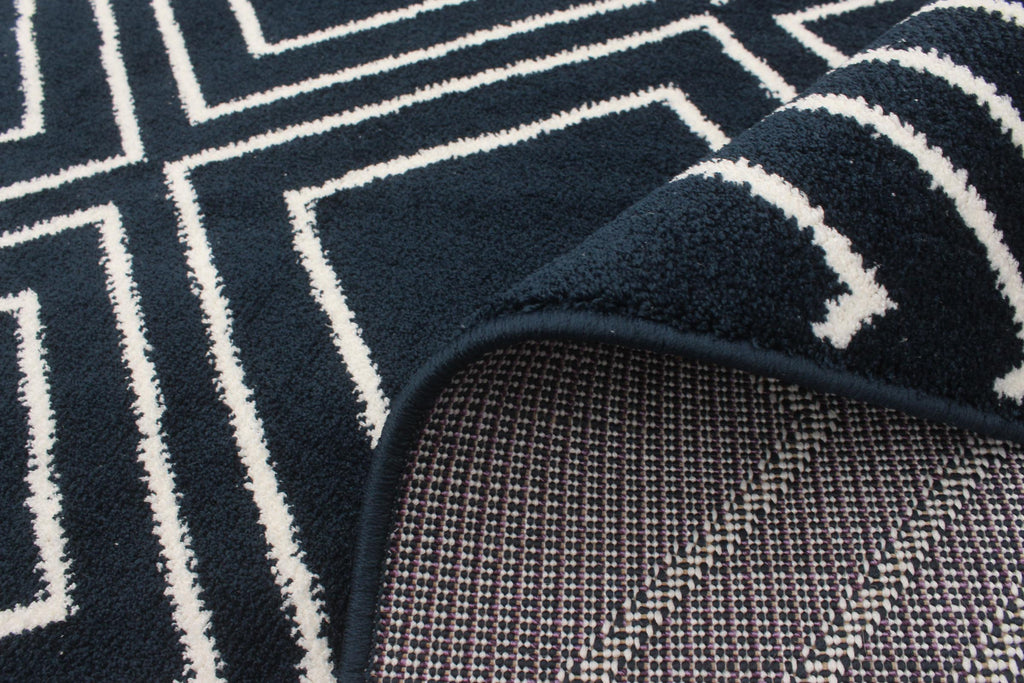 Rhombus Geod Area Rug Navy and White Therugsoutlet.ca