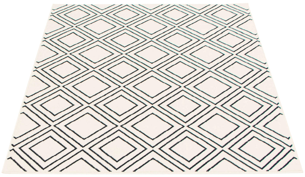 Rhombus Geod Area Rug White and Navy Therugsoutlet.ca