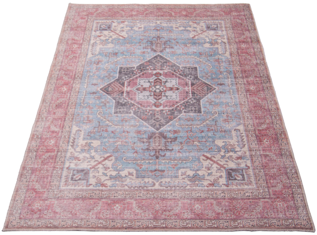 Sabalan Medallion Washable Area Rug Blue Therugsoutlet.ca