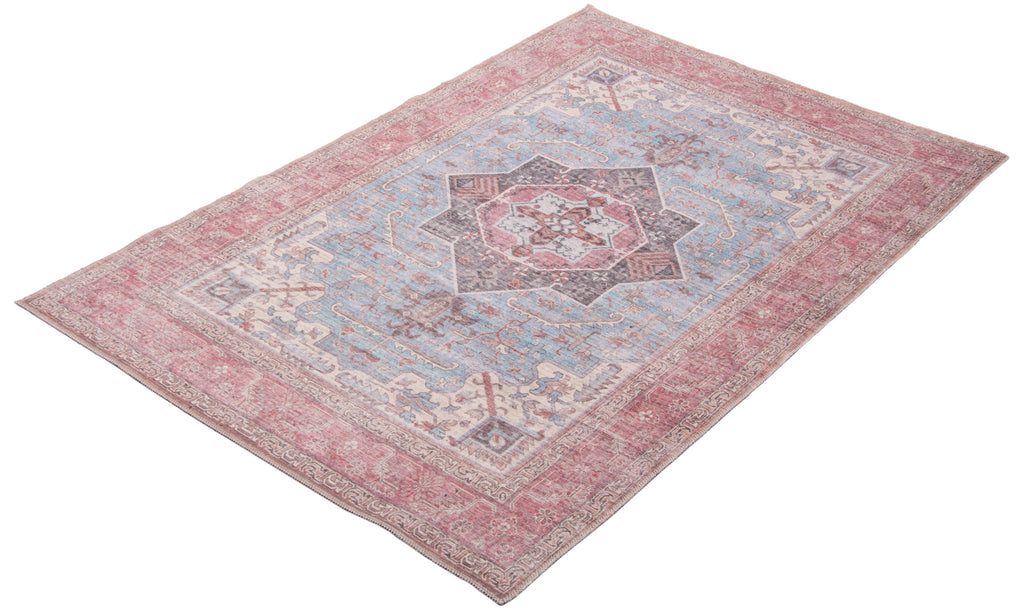 Sabalan Medallion Washable Area Rug Blue Therugsoutlet.ca