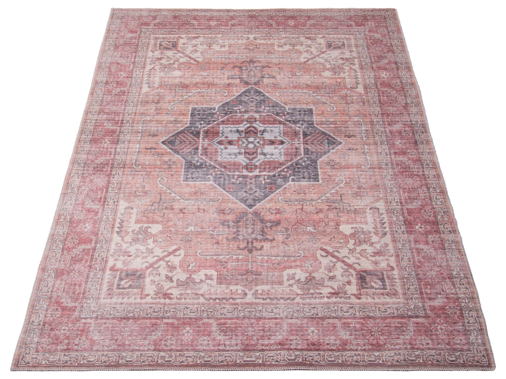 Sabalan Medallion Washable Area Rug Copper Therugsoutlet.ca