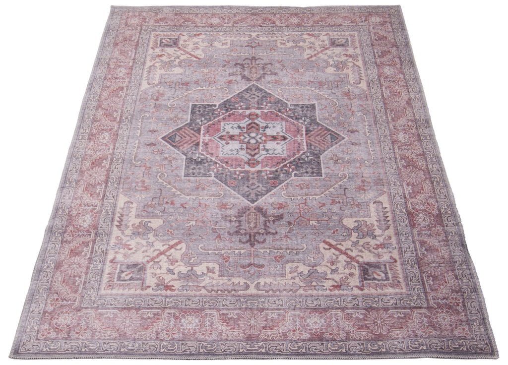 Sabalan Medallion Washable Area Rug Grey Therugsoutlet.ca