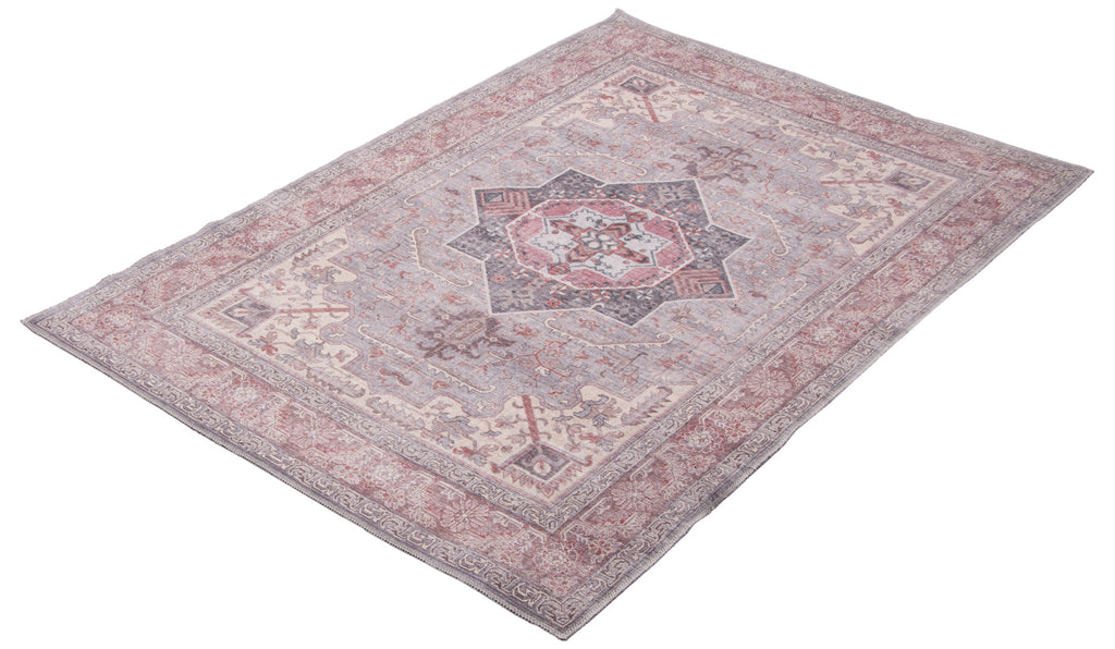 Sabalan Medallion Washable Area Rug Grey Therugsoutlet.ca