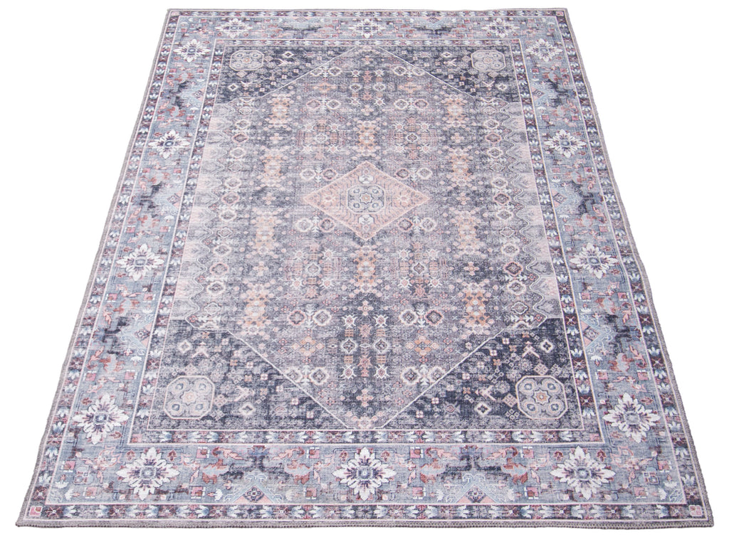 Sanandaj Medallion Washable Area Rug Blue Therugsoutlet.ca