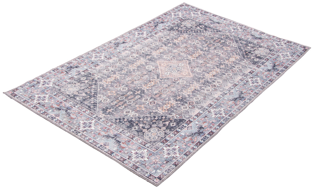 Sanandaj Medallion Washable Area Rug Blue Therugsoutlet.ca