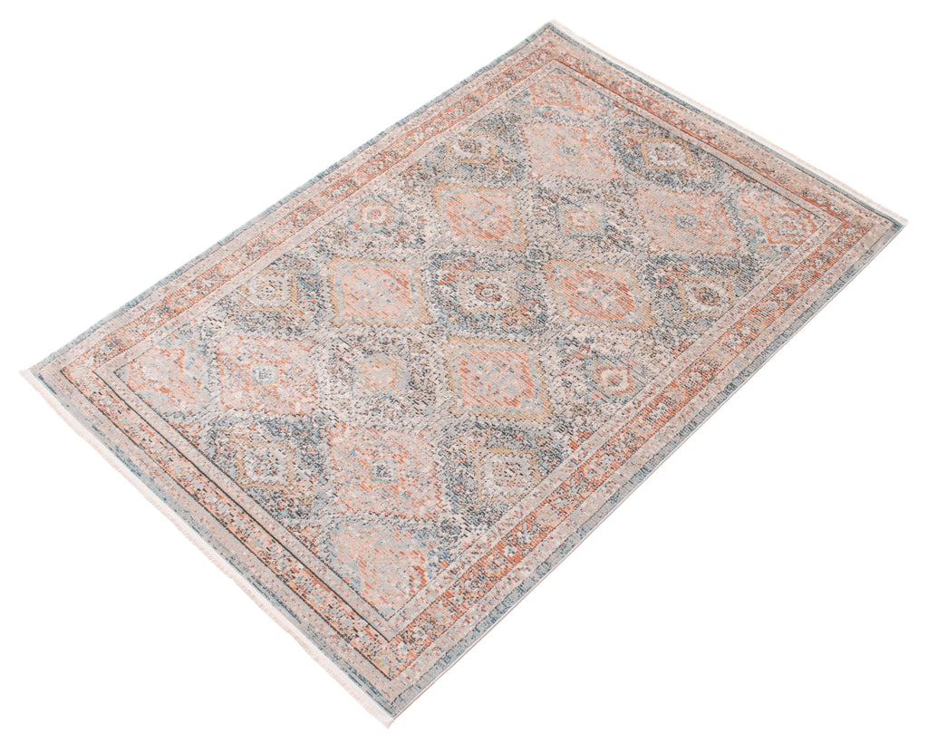 Shahnameh Traditional Area Rug Blue and Copper Therugsoutlet.ca