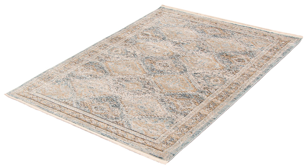 Shahnameh Traditional Area Rug Blue and Taupe Therugsoutlet.ca