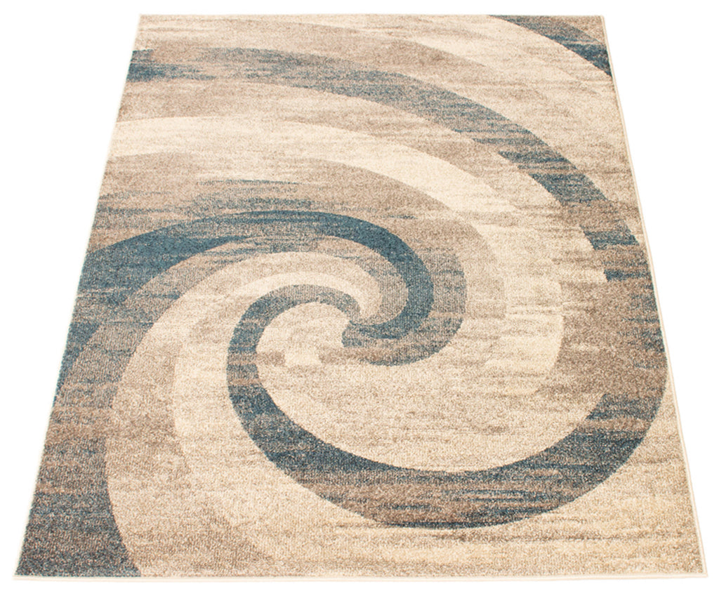 Spiral Serenity Area Rug Dark Ivory and Blue Therugsoutlet.ca