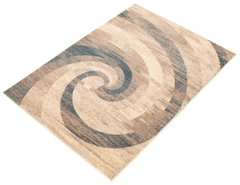 Spiral Serenity Area Rug Dark Ivory and Blue Therugsoutlet.ca