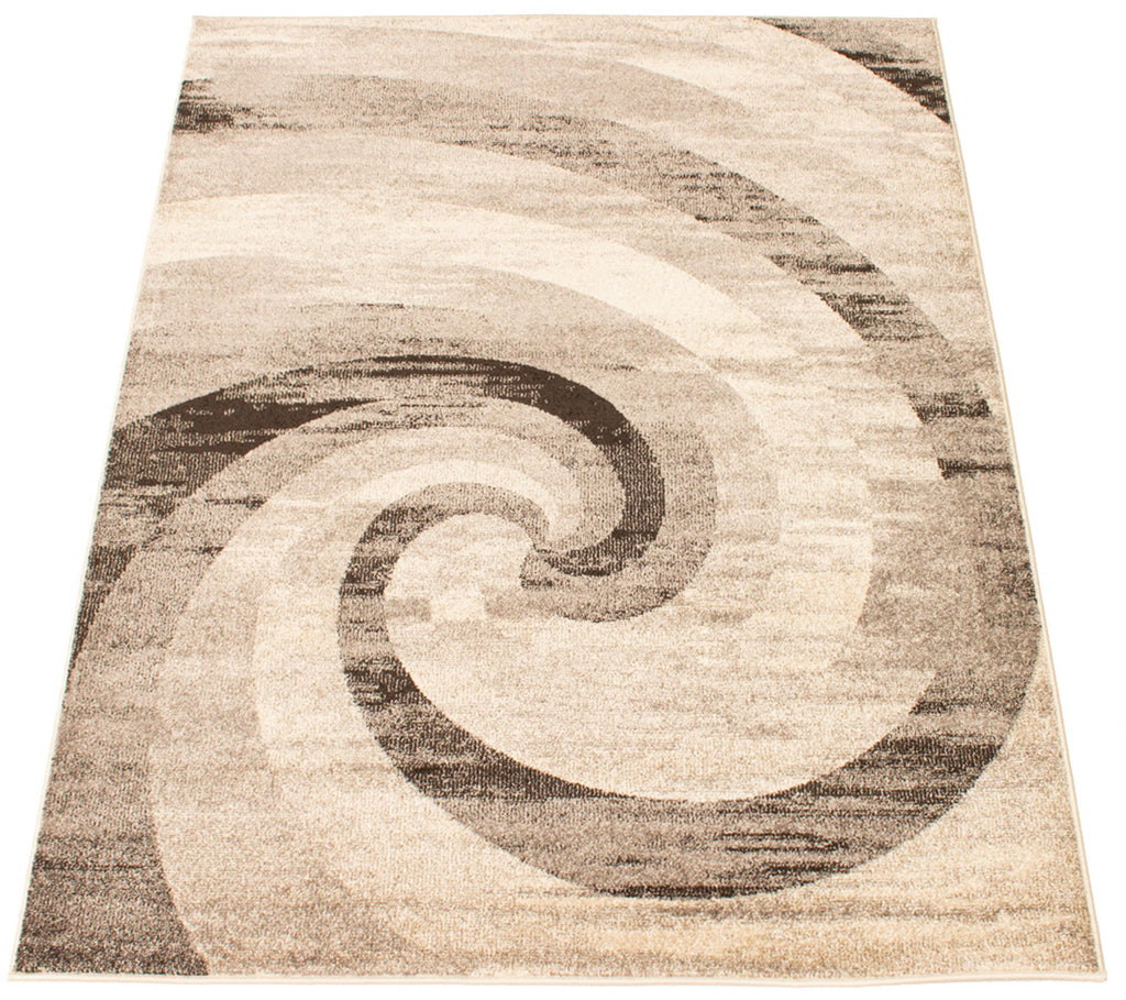 Spiral Serenity Area Rug Dark Ivory and Brown Therugsoutlet.ca