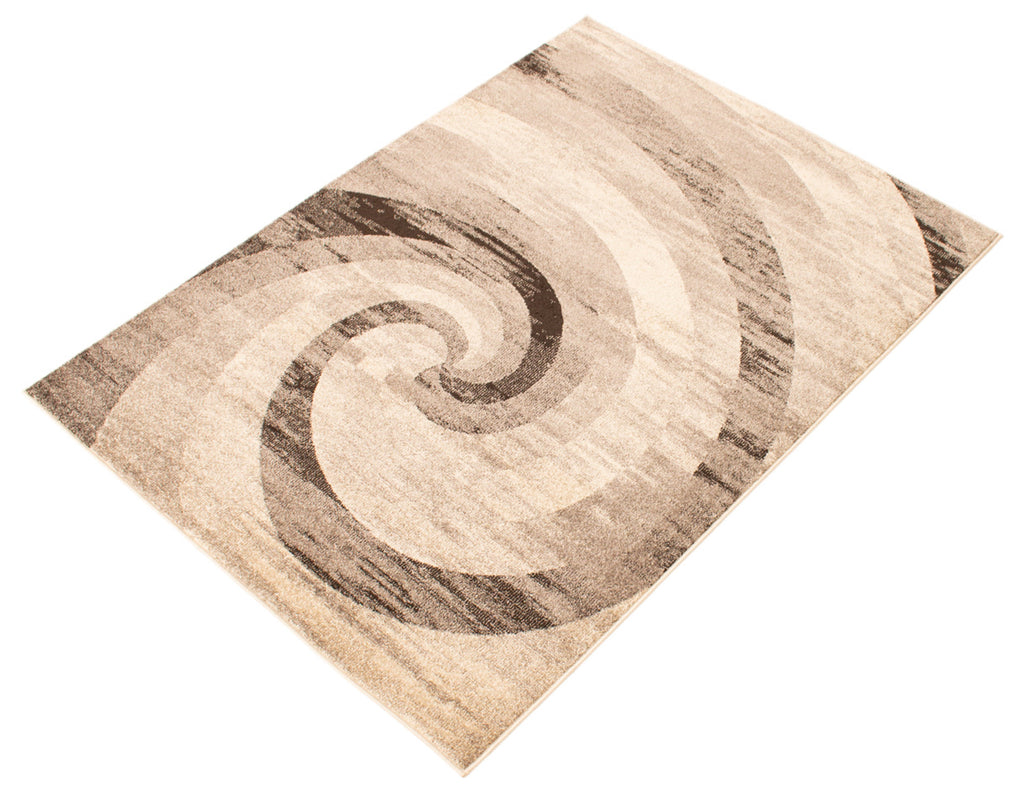 Spiral Serenity Area Rug Dark Ivory and Brown Therugsoutlet.ca