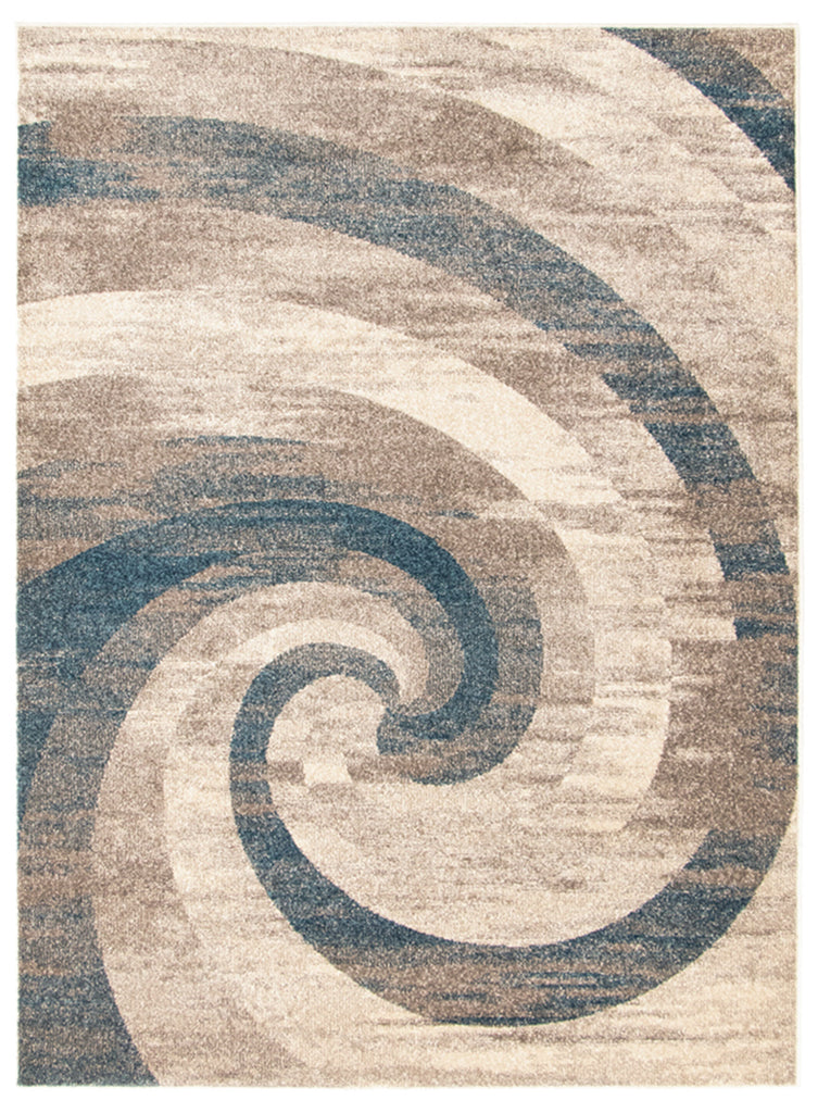 Spiral Serenity Area Rug Dark Ivory and Blue Therugsoutlet.ca