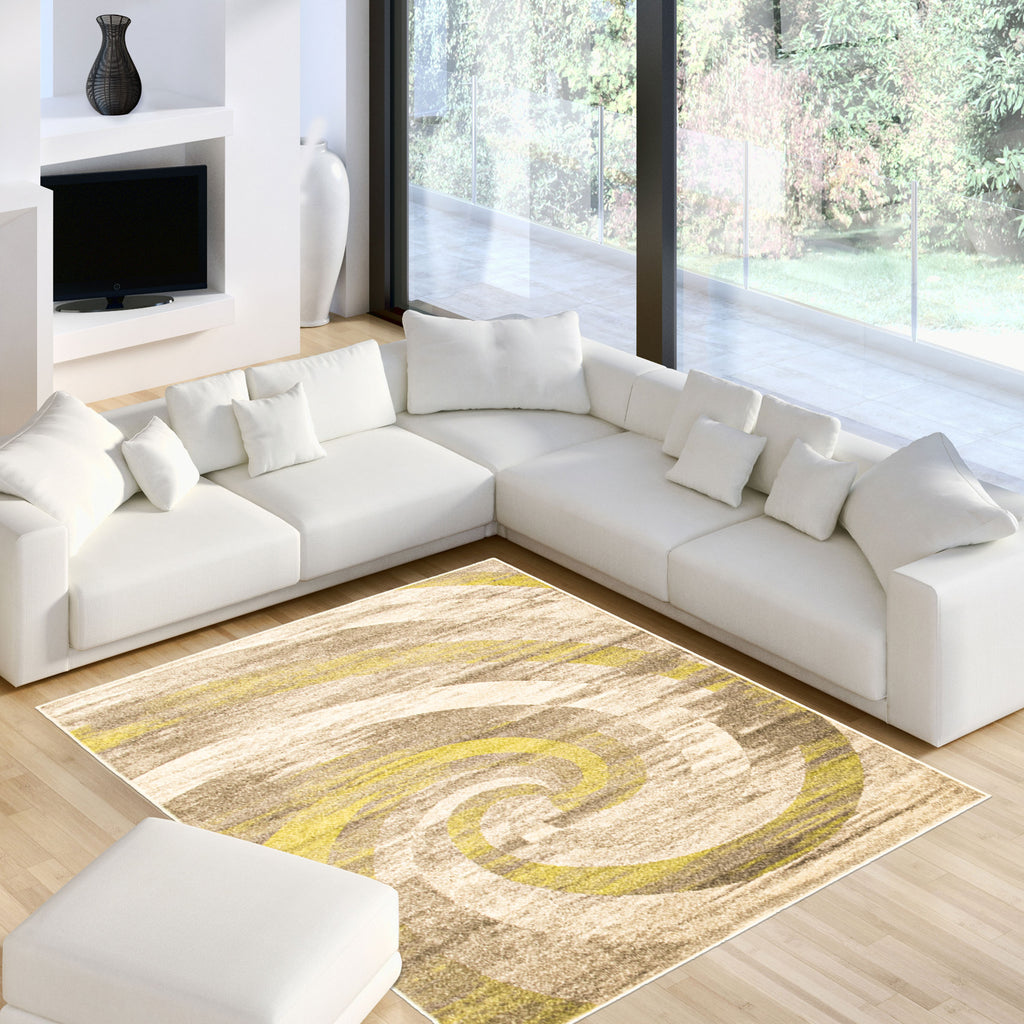 Spiral Serenity Area Rug Dark Ivory and Green Therugsoutlet.ca