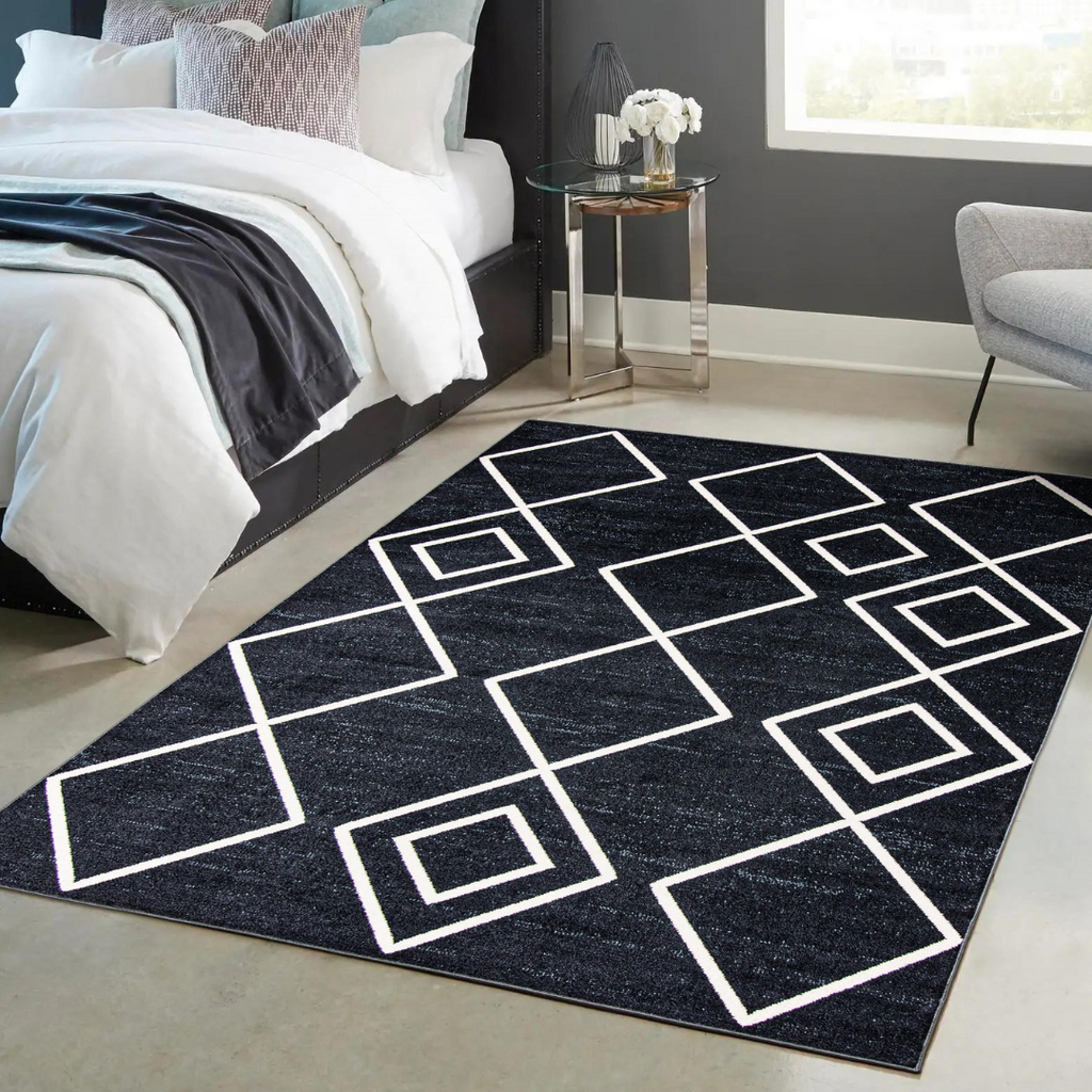 Tidal Diamonds Washable Rug Blue therugsoutlet.ca