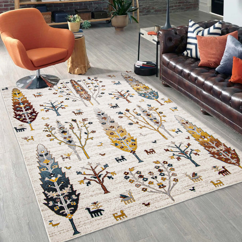 Tidal Wilderness Washable Rug Ivory therugsoutlet.ca