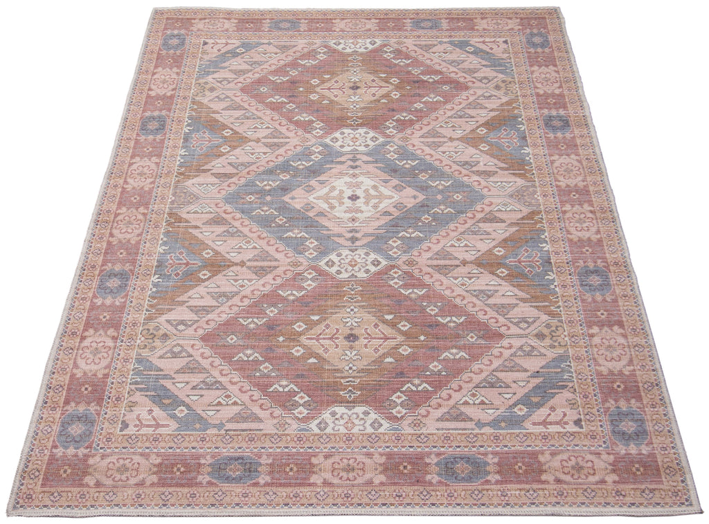 Washable Traditional Medallion Uzes Area Rug Beige Therugsoutlet.ca