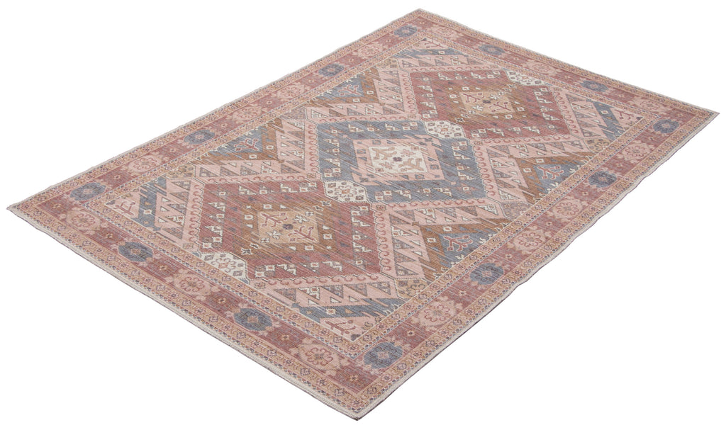 Washable Traditional Medallion Uzes Area Rug Beige Therugsoutlet.ca