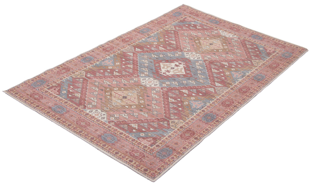 Washable Traditional Medallion Uzes Area Rug Burgandy Therugsoutlet.ca