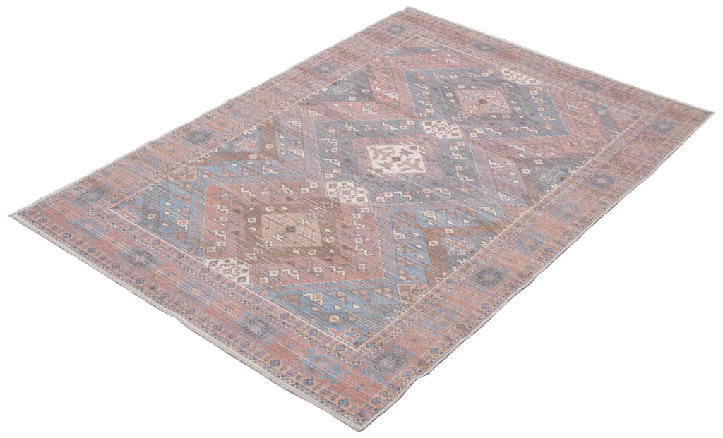 Washable Traditional Medallion Uzes Area Rug Blue Therugsoutlet.ca