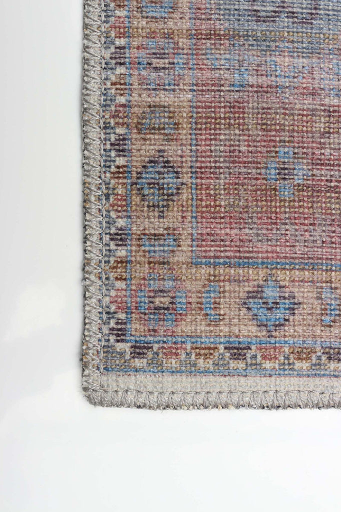 Washable Traditional Medallion Uzes Area Rug Blue Therugsoutlet.ca