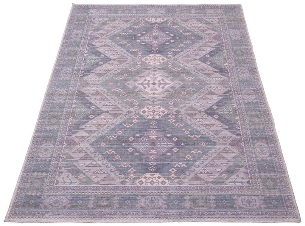 Washable Traditional Medallion Uzes Area Rug Grey Therugsoutlet.ca