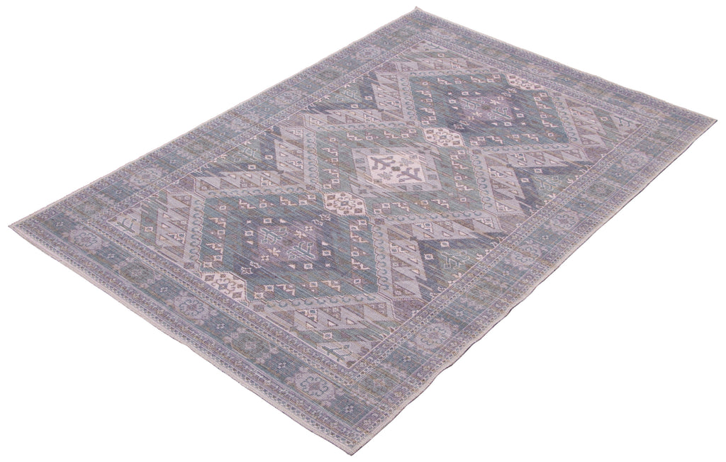 Washable Traditional Medallion Uzes Area Rug Grey Therugsoutlet.ca