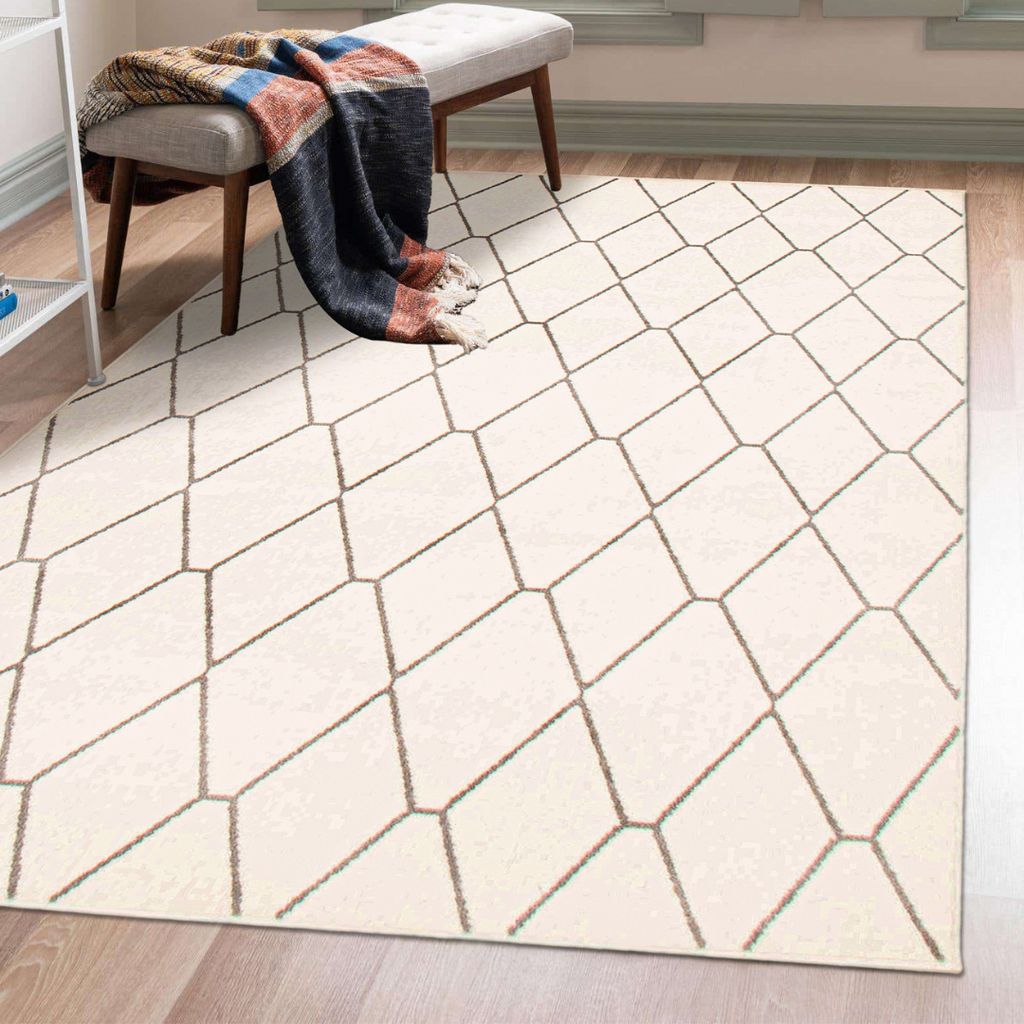 Zircon Geometric Area Rug White and Grey Therugsoutlet.ca