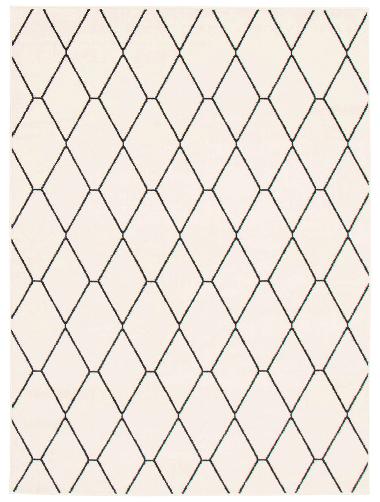 Zircon Geometric Area Rug White and Navy Therugsoutlet.ca