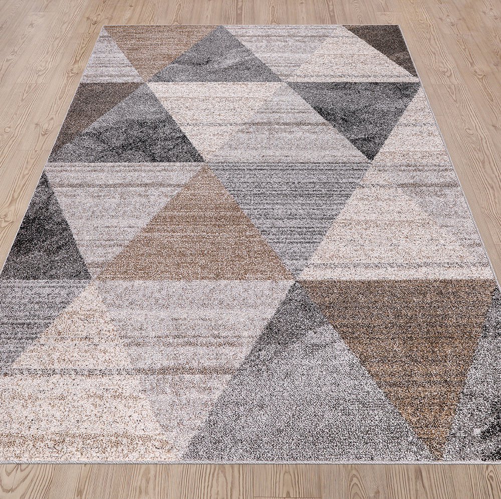 Rio 927 Grey Beige Pyramids The Rugs Outlet