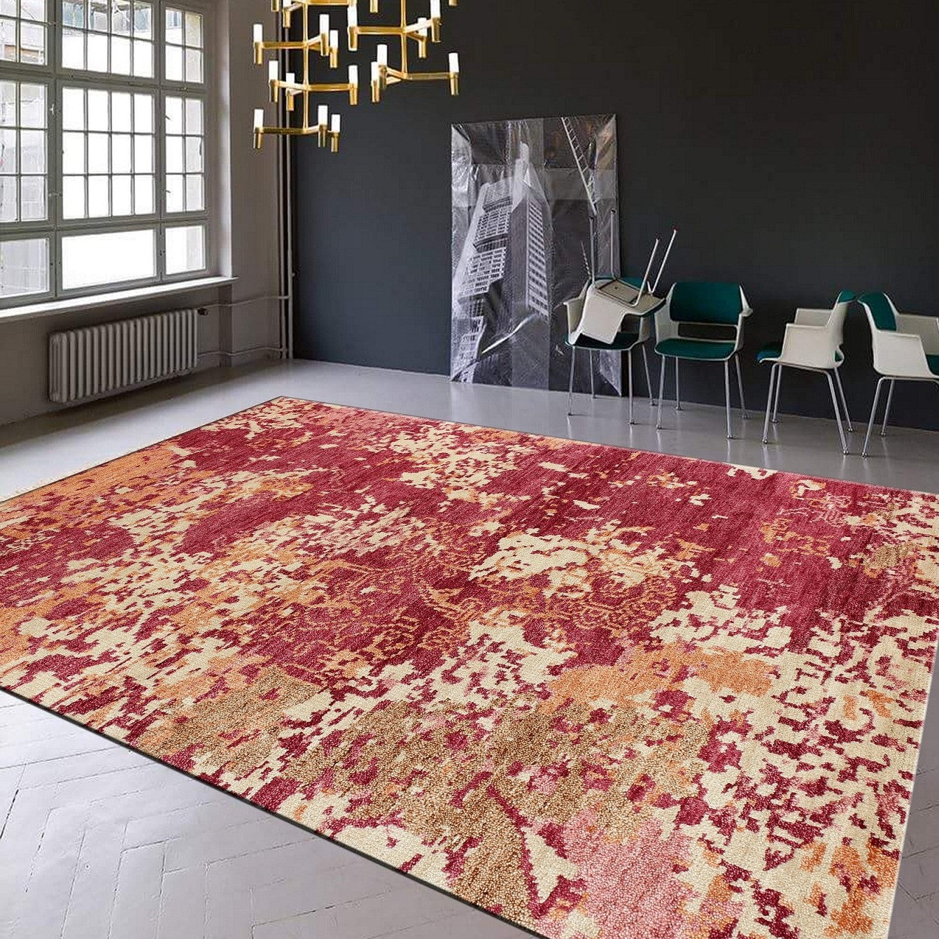 Hand-Knotted Abstract Red Area Rug 1 therugsoutlet.ca