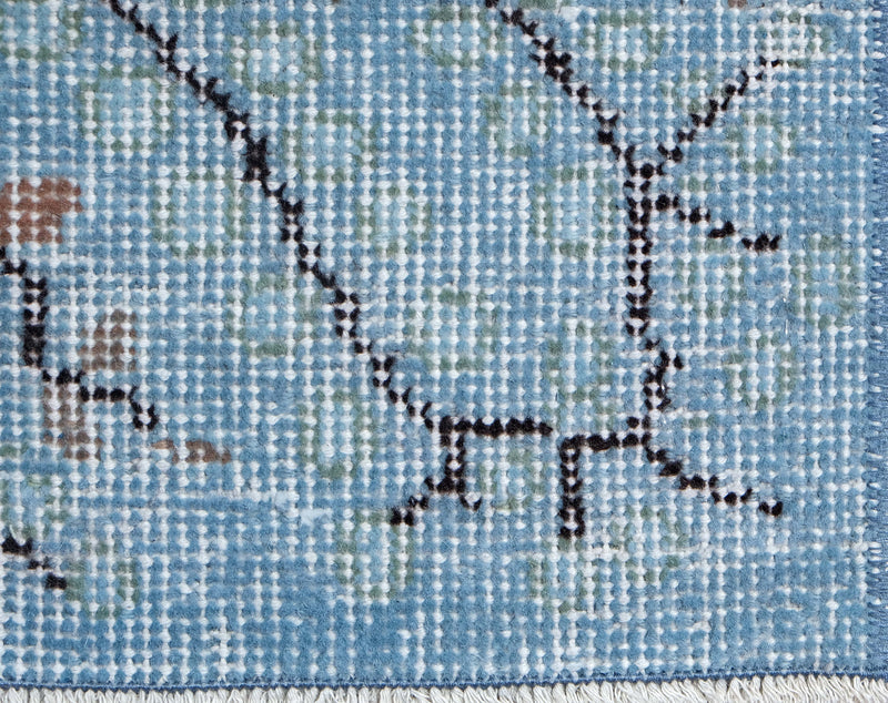 Turkish Vintage Hand-Knotted Blue Wool 175 x 302 cm (5'9" x 9'11")